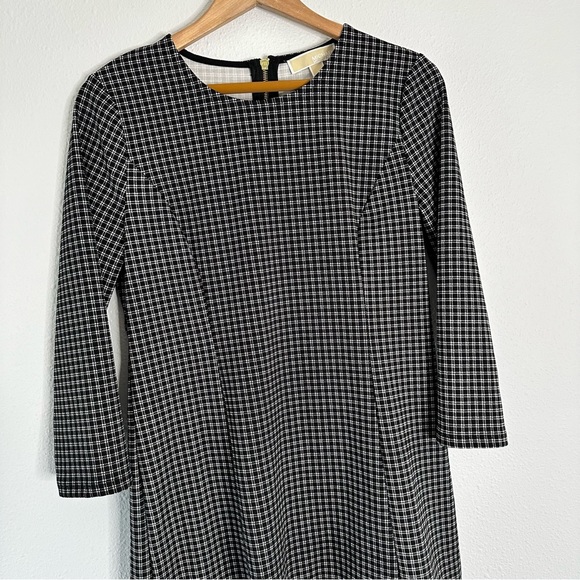 Michael Kors Black White Plaid L Faux Leather Trim Chic Career - Picture 7 of 12